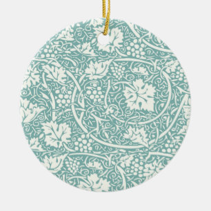 Ornamento De Cerâmica William Morris Grape Pattern Teal Turquoise