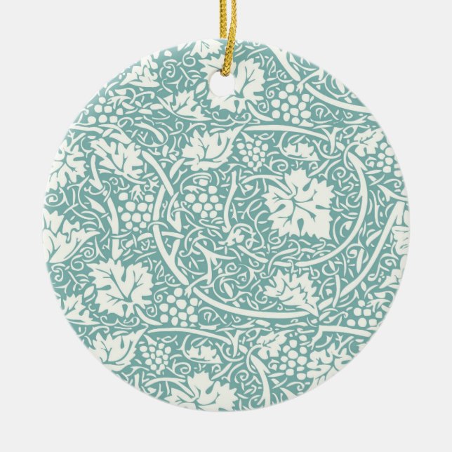 Ornamento De Cerâmica William Morris Grape Pattern Teal Turquoise (Frente)