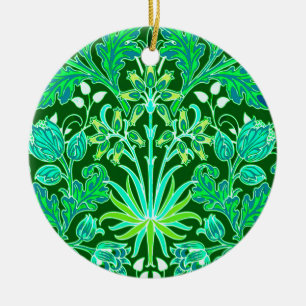 Ornamento De Cerâmica William Morris Hyacinth Impressão, Emerald Green