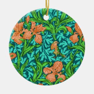 Ornamento De Cerâmica William Morris Irises, Orange e Turquoise