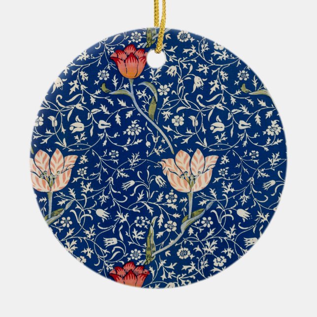 Ornamento De Cerâmica William Morris Medway Blue Floral (Frente)