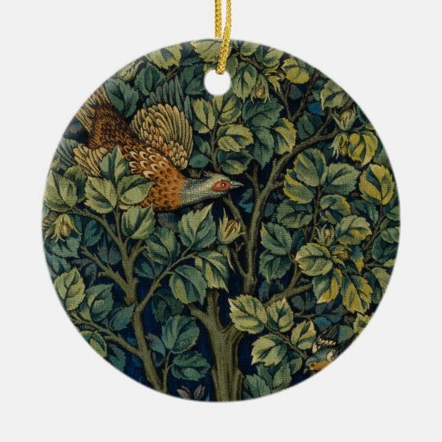 Ornamento De Cerâmica William Morris Pheasant Bird Tree Woodland (Frente)