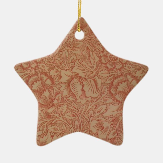 Ornamento De Cerâmica William Morris Pink Poppy Floral Flor (Frente)