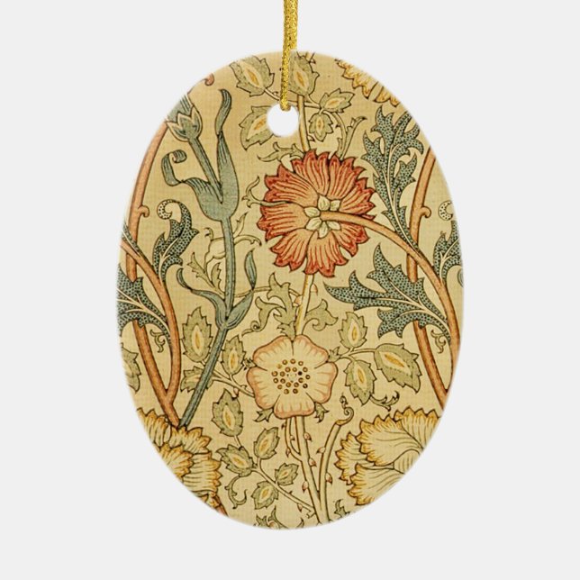 Ornamento De Cerâmica William Morris Pink Rose Flower Wallpaper Padrão (Frente)