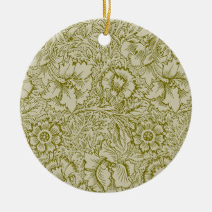 Ornamento De Cerâmica William Morris Poppy Classic Floral Green