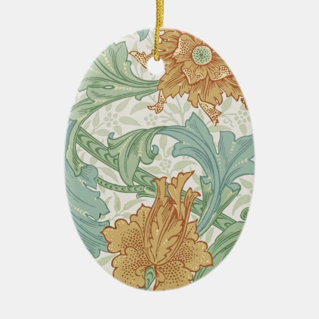 Ornamento De Cerâmica William Morris Solteiro Stem Floral Patterno (Frente)