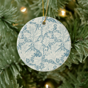 Ornamento De Cerâmica William Morris Wallflower Blue damask