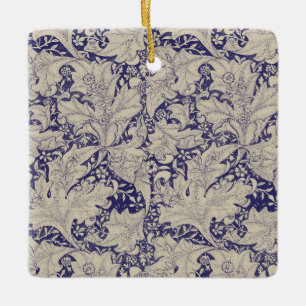 Ornamento De Cerâmica William Morris Wallflower Blue damask