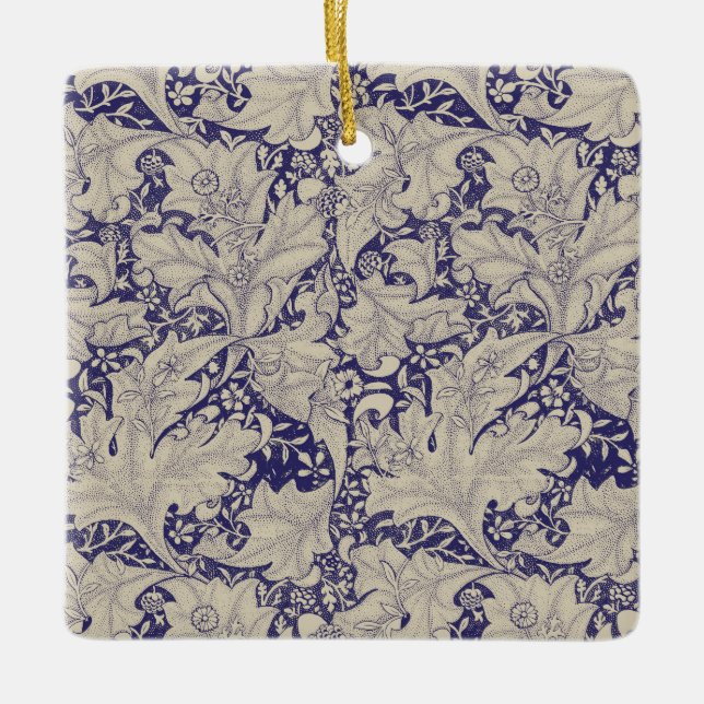 Ornamento De Cerâmica William Morris Wallflower Blue damask (Frente)