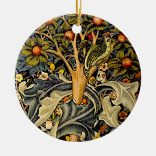 Ornamento De Cerâmica William Morris Woodpecker Tapeçaria Pássaros Flora