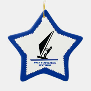 Ornamento De Cerâmica Windsurfer em preto conselho, personalizado de nav