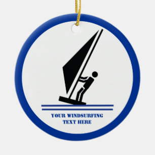 Ornamento De Cerâmica Windsurfer em preto conselho, personalizado de nav