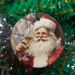 Ornamento De Cerâmica Wine Loving Santa Claus<br><div class="desc">Este design pode ser personalizado na área fornecida pela alteração da foto e/ou do texto. Ou pode ser personalizado clicando em Personalizar este Modelo e, em seguida, escolhendo o clique para personalizar mais a opção e excluir ou alterar a cor do plano de fundo, adicionar texto, alterar a cor ou...</div>