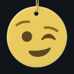 Ornamento De Cerâmica Winking Emoji<br><div class="desc">Enxerguendo-o. Emoji art Versão 2 de EmojiOne. Licenciado sob Creative Commons (CC-BY 4.0).</div>