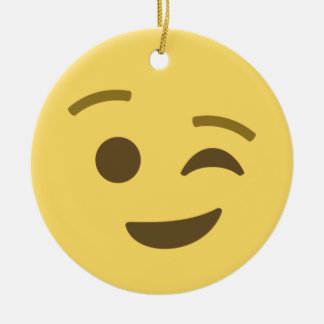 Ornamento De Cerâmica Winking Emoji