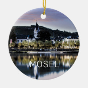 Ornamento De Cerâmica Winningen Moselle Pôr do Sol Panorama Alemanha Vin
