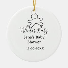 Ornamento De Cerâmica Winter baby shower cookie black scribble hand-draw