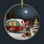 Ornamento De Cerâmica Winter Doberman Caravan Christmas Adventure<br><div class="desc">Adotar a magia de uma noite de inverno nevada enquanto uma caravana desliza graciosamente através da paisagem iluminada pela lua. A beleza serena da neve escutadora e o brilho encantador da lua criam uma cena cativante,  prometendo uma aventura inesquecível de Natal cheia de calor,  alegria e memórias queridas.</div>