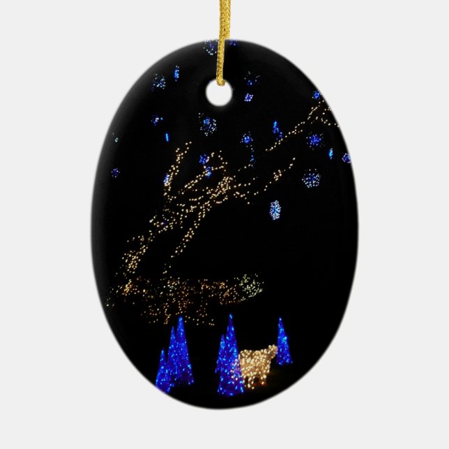 Ornamento De Cerâmica Winter Wonderland Lights Blue and White Holiday (Frente)