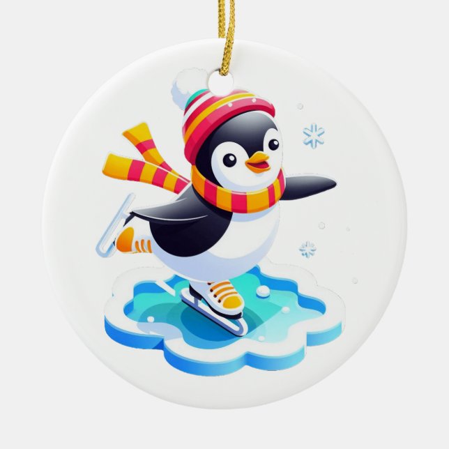 Ornamento De Cerâmica Winter Wonderland Penguin (Frente)