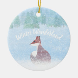 Ornamento De Cerâmica Winter Wonderland Scene with Fox
