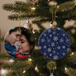 Ornamento De Cerâmica Winter Wonderland Snowflake Photo