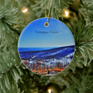 Ornamento De Cerâmica Wintergreen Virginia Mountain Ski Resort em invern