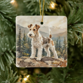 Ornamento De Cerâmica Wire Fox Terrier