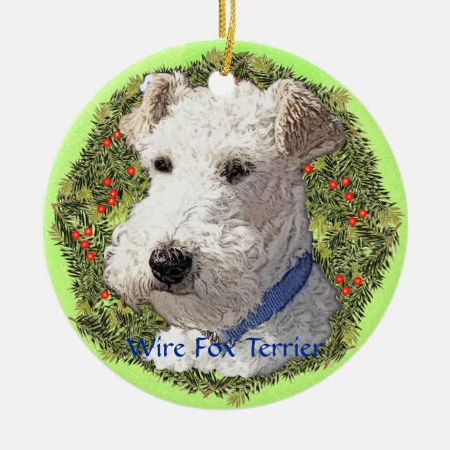 Ornamento De Cerâmica Wire Fox Terrier Art (Frente)