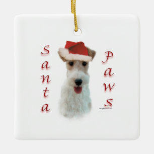 Ornamento De Cerâmica Wire Fox Terrier Papai Noel Patas