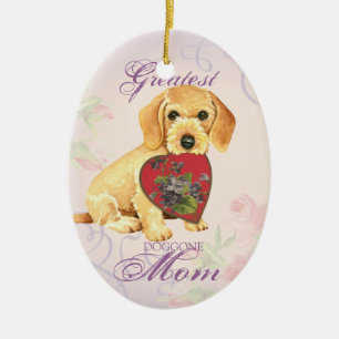 Ornamento De Cerâmica Wirehaired Dachshund Heart Mãe