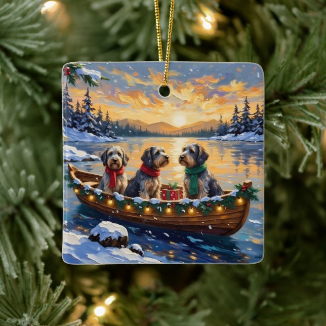 Ornamento De Cerâmica Wirehaired Pointing Griffon Christmas Boat Holiday (Árvore)