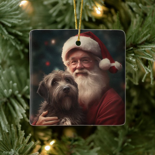 Ornamento De Cerâmica Wirehaired Pointing Griffon Papai Noel Natal (Árvore)