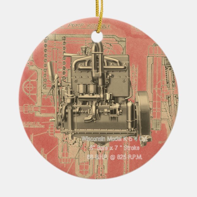 Ornamento De Cerâmica Wisconsin Motor Milwaukee Wisconsin Engine Cedo (Frente)