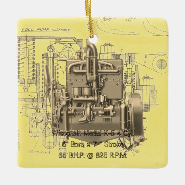 Ornamento De Cerâmica Wisconsin Motor Milwaukee Wisconsin Engine Early K (Frente)