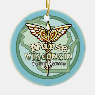 Ornamento De Cerâmica Wisconsin Nurse Caduceus