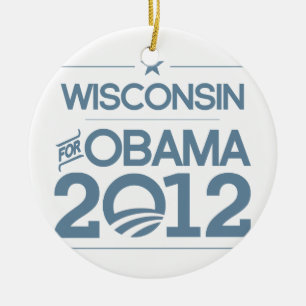 Ornamento De Cerâmica WISCONSIN PARA OBAMA 2012.png