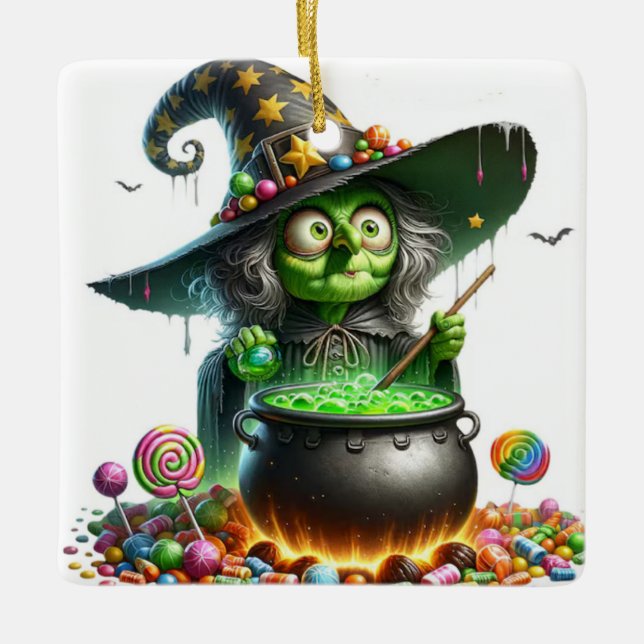 Ornamento De Cerâmica Witch Candy Brew (Frente)
