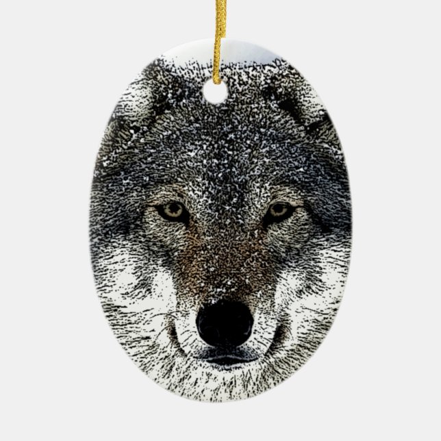 Ornamento De Cerâmica Wolf Eyes (Frente)