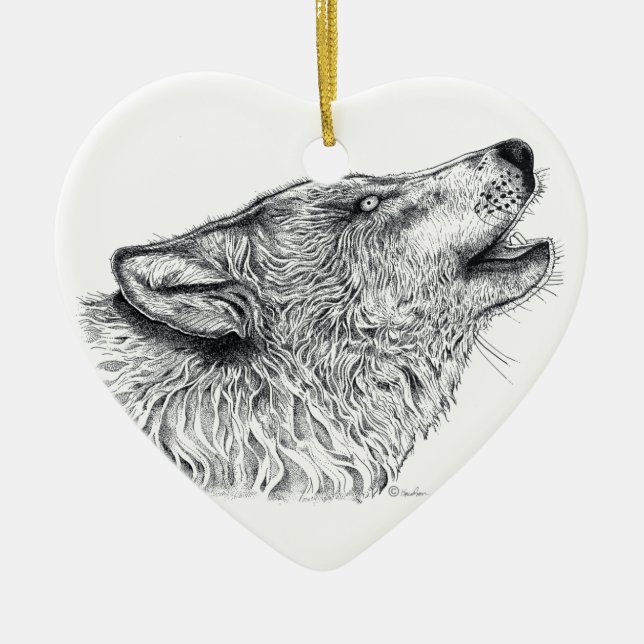Ornamento De Cerâmica Wolf Love (Frente)