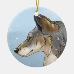 Ornamento De Cerâmica Wolf Northwestern