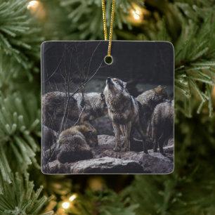 Ornamento De Cerâmica Wolf Pack