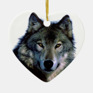 Ornamento De Cerâmica Wolf Portrait