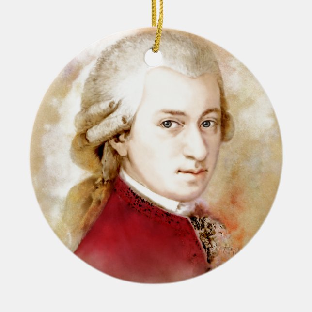 Ornamento De Cerâmica Wolfgang Amadeus Mozart im Aquarell Stil (Frente)