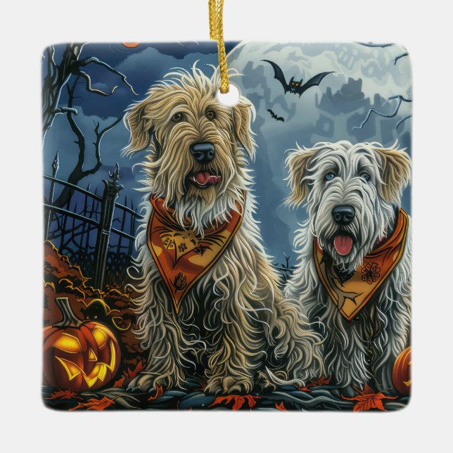 Ornamento De Cerâmica Wolfhound Halloween Spooky (Frente)