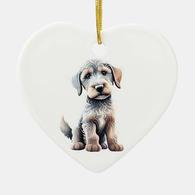 Ornamento De Cerâmica Wolfhound Puppy Irlandês Personalizado (Frente)
