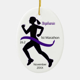 Ornamento De Cerâmica Woman Marathon Runner Ornament Purple