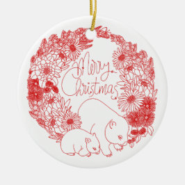 Ornamento De Cerâmica Wombat Christmas Red