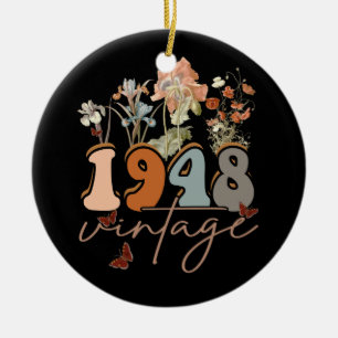 Ornamento De Cerâmica Womens 75 Years Old Vintage 1948 75th Birthday Tee
