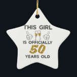 Ornamento De Cerâmica Womens This Girl Officially 50 Years 50th Birthday<br><div class="desc">Womens This Girl Is Officially 50 Years Old 50th Birthday Gift. Birthday Gift for a 50 year old mom or wife to wear to their 50th birthday party</div>